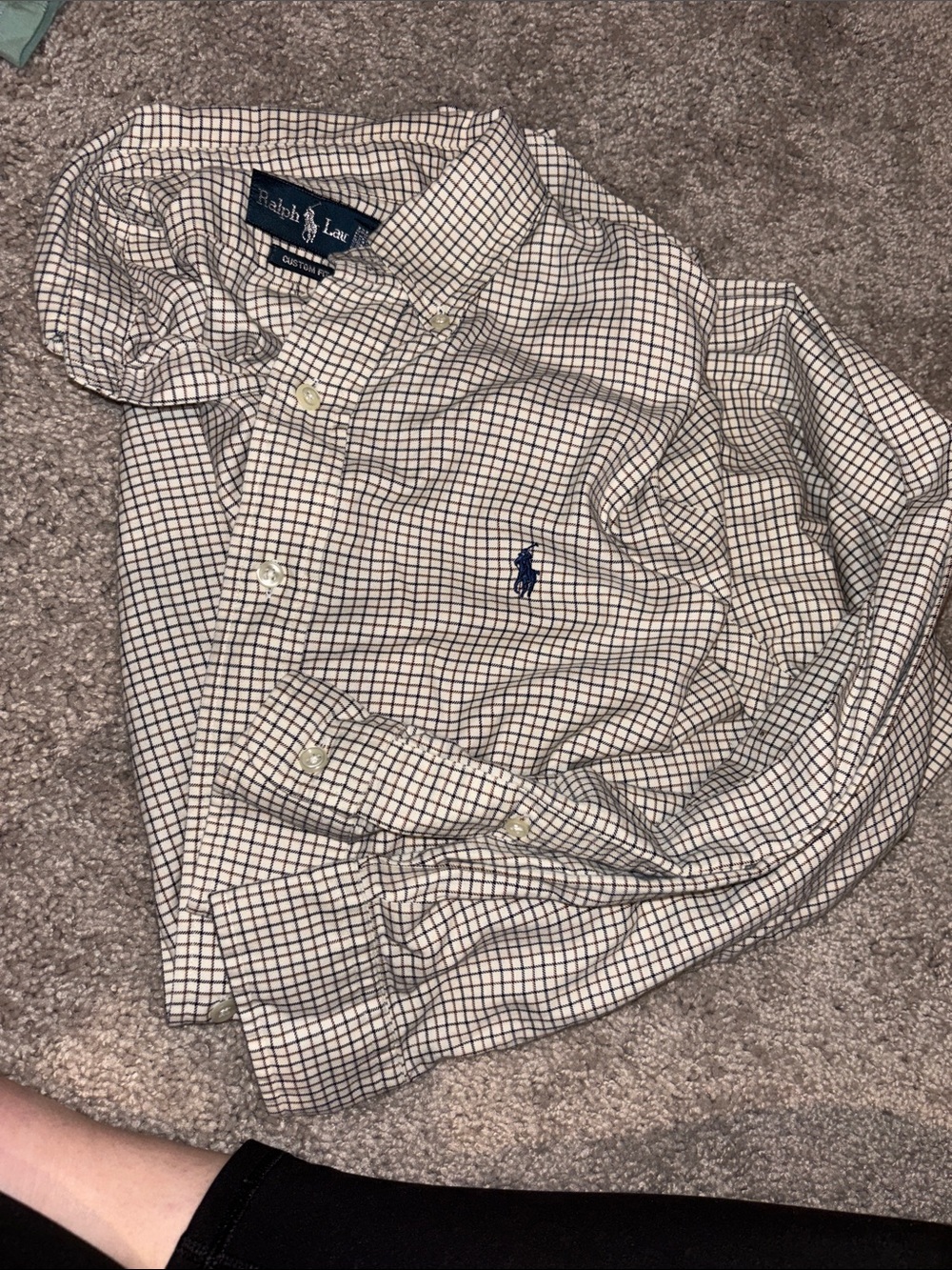 Polo by Ralph Lauren White and Navy Windowpane Button-Down Shirt